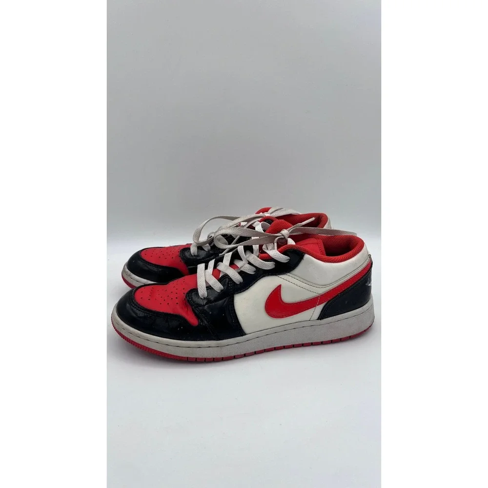 Nike Air Jordan 1 Low Bred Toe White Black Gym Red DV1335-800‎ Kids Size 6.5Y